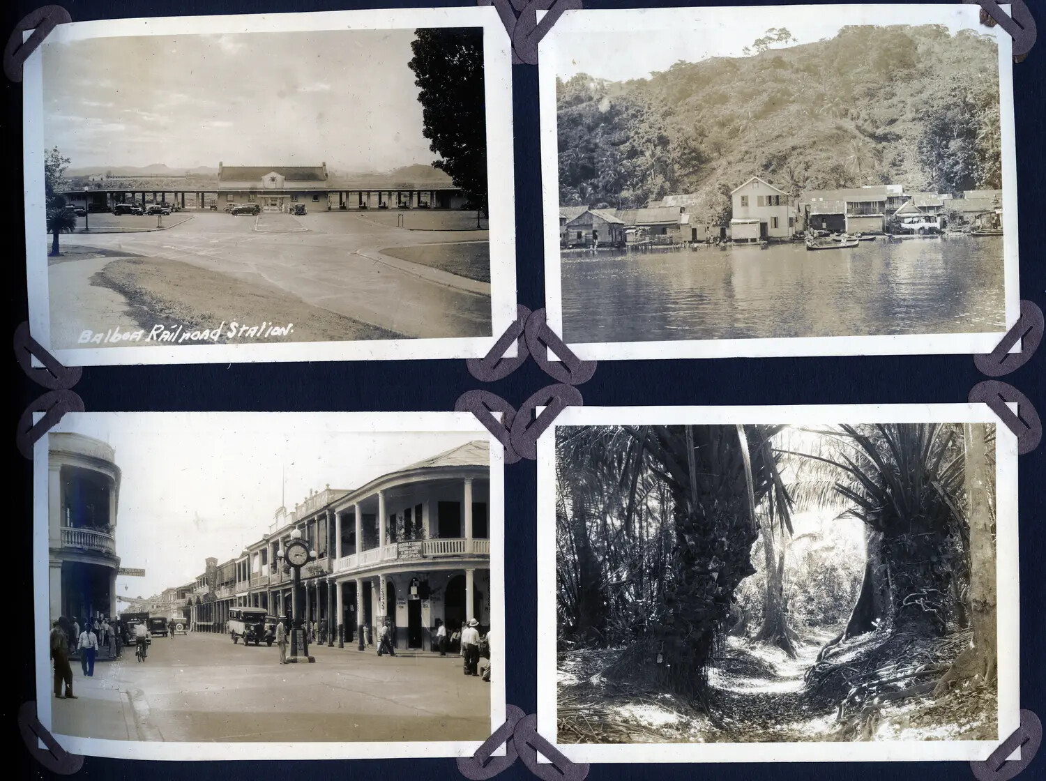 Panama Canal Zone Album Page: Balboa Railroad Station and Local Scenes