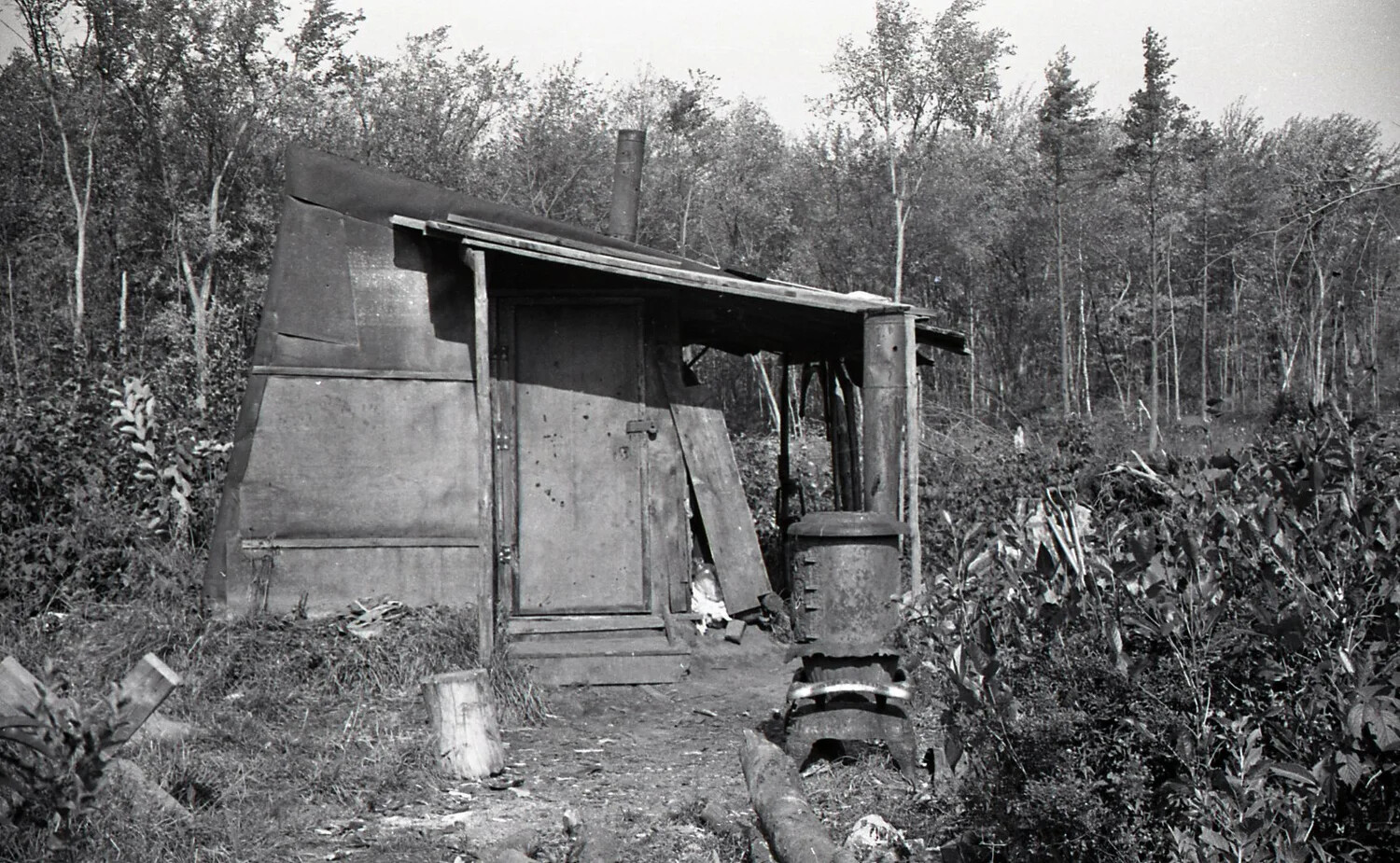 Improvised Woodland Shack with Stovepipe, Stateside Negative Collection