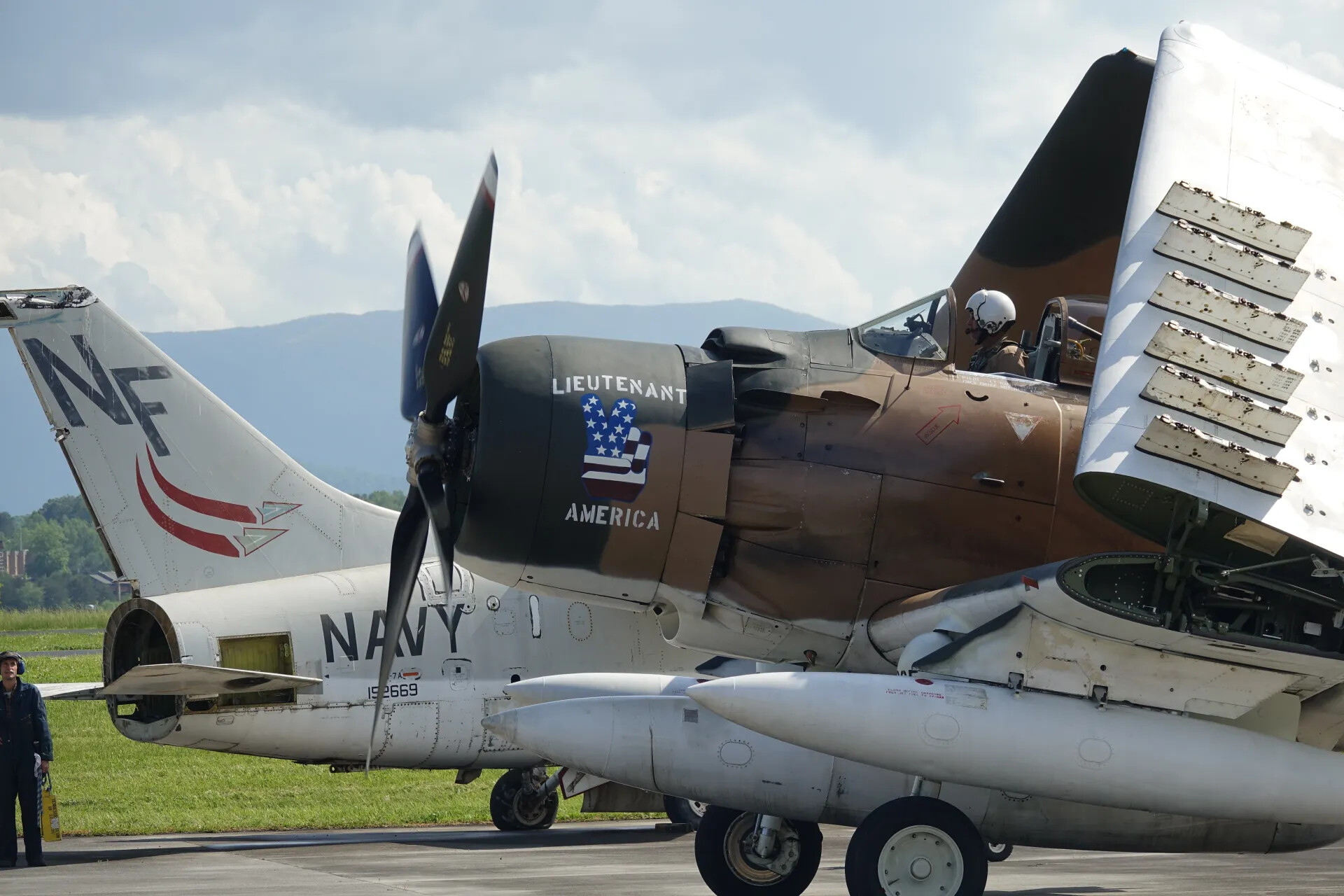 U.S. Navy A-1 Skyraider 'Lieutenant America,' Tail Code NF, Air Show Static Display, May 2019