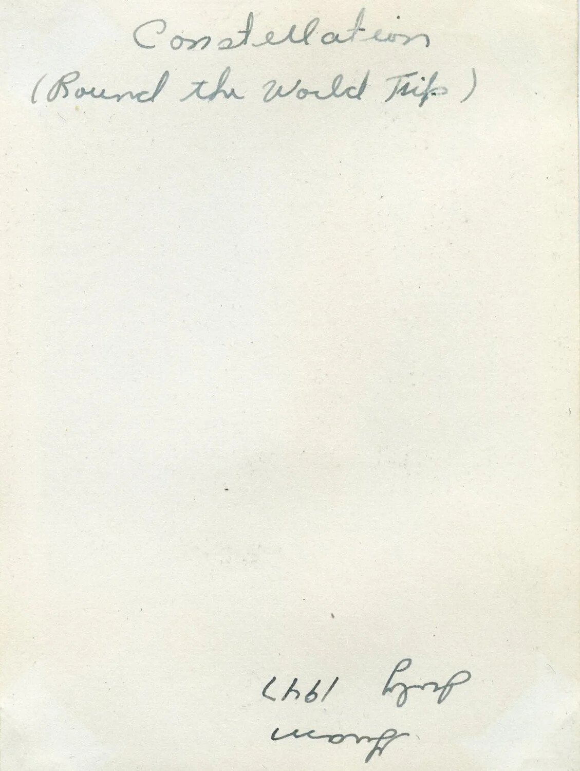 Album Caption Page: "Constellation (Round the World Trip)" – VR-6 Naval Air Transport Squadron Album, Agana, Guam