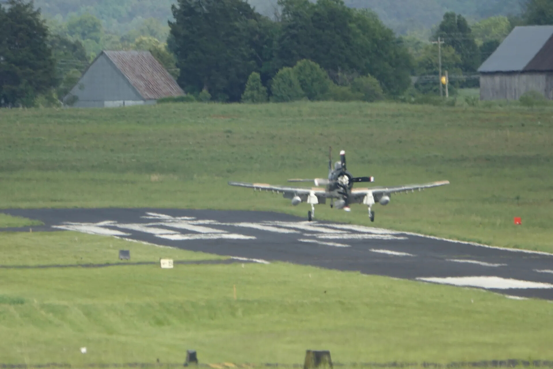 Douglas A-1 Skyraider on Takeoff/Landing Roll, Head-On View