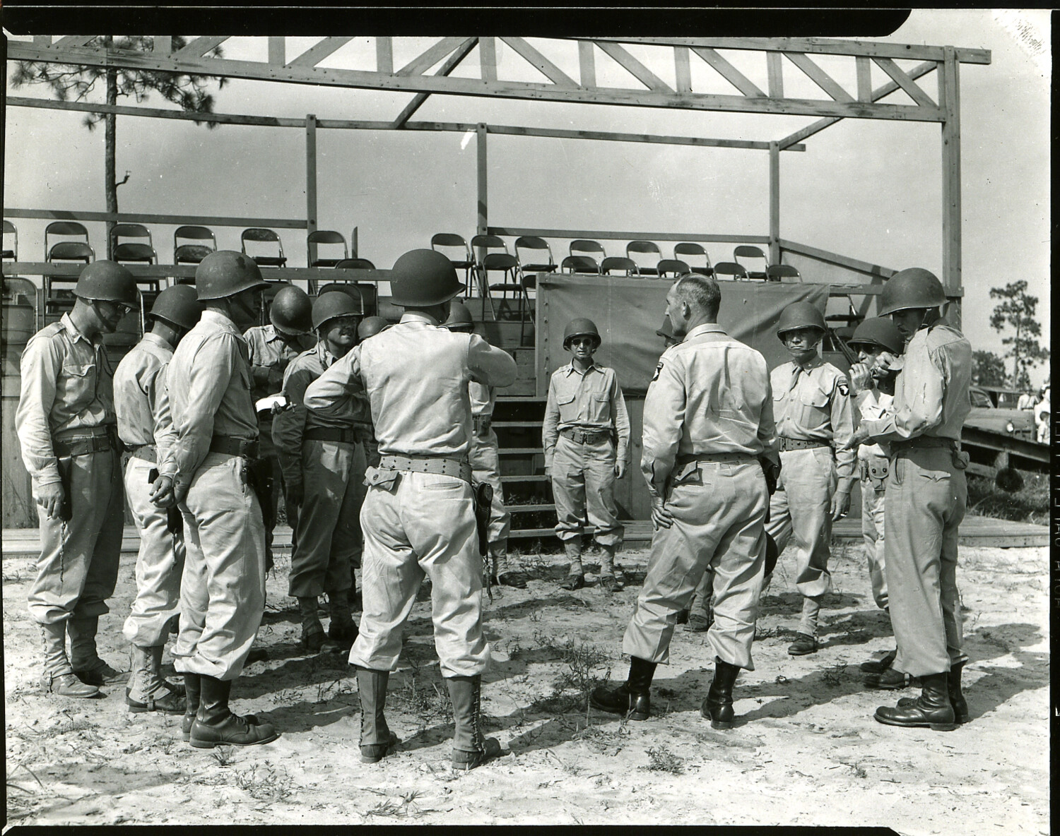 Major General William C. Lee and Brigadier General Don F. Pratt with Officers, 101st Airborne Division Training Ground