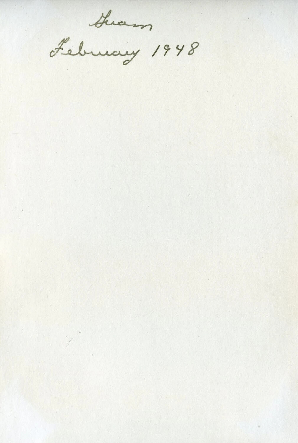 Handwritten Album Divider Page: 'Guam, February 1948'