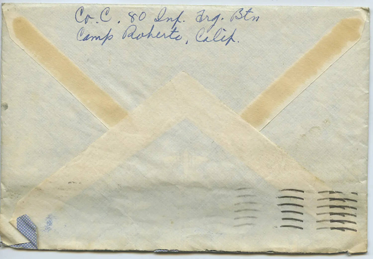 WWII Mailing Envelope Addressed to Camp Roberts, California Training Battalion