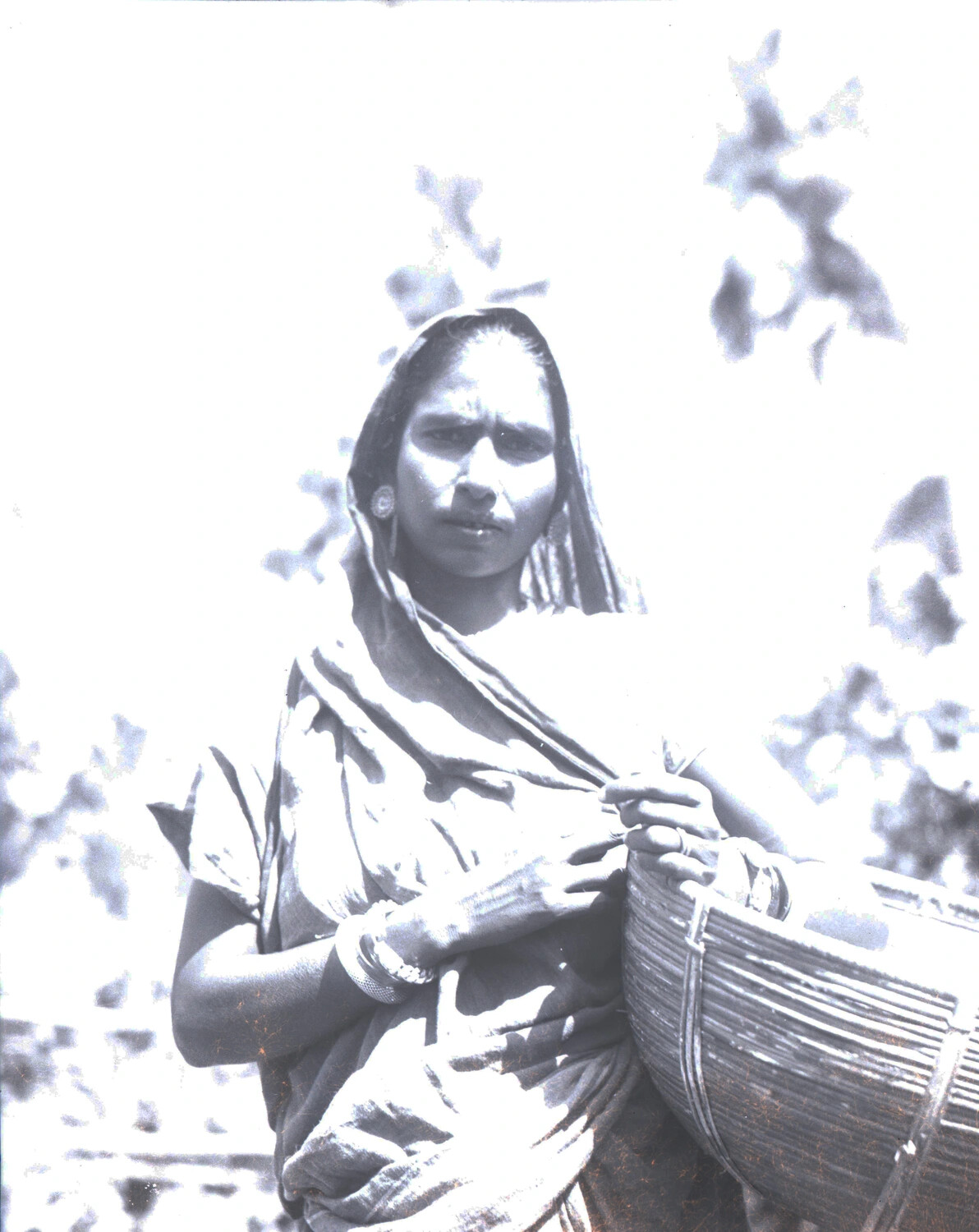 Portrait of a Local Woman with Woven Basket, China-Burma-India Theater
