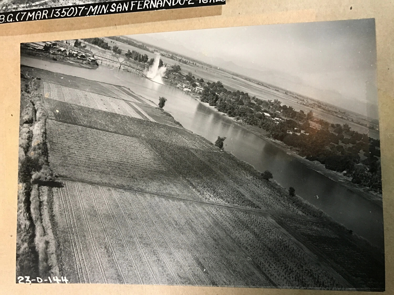 Aerial Strike/Reconnaissance Photograph Near San Fernando, Luzon, Philippines, WWII