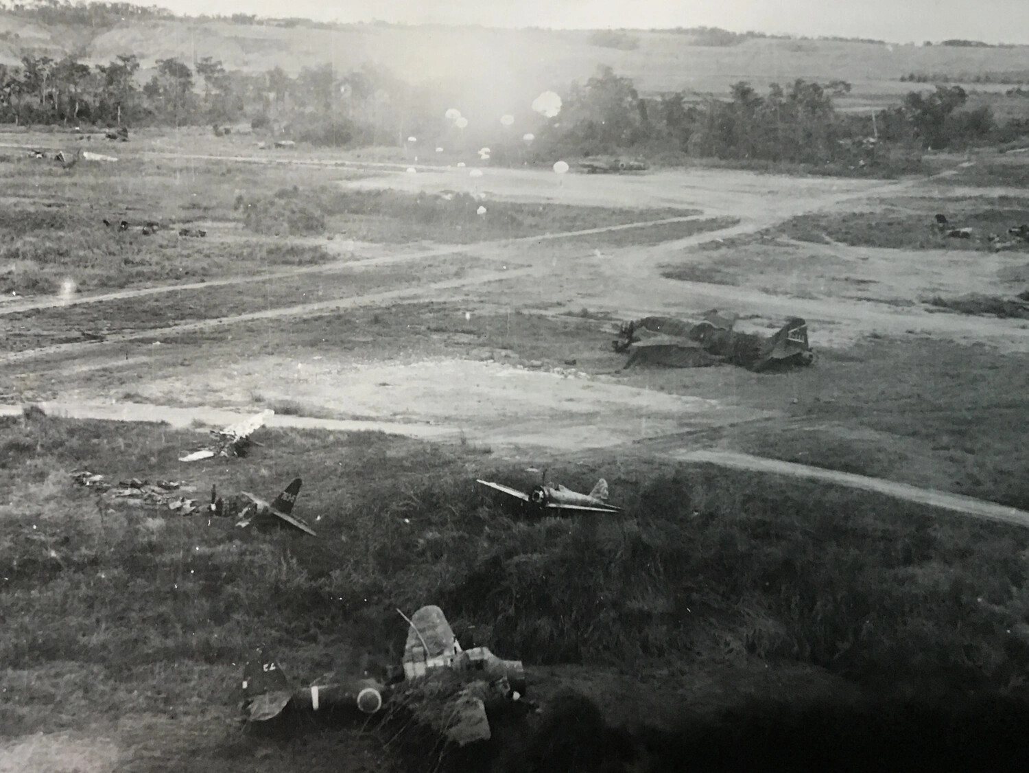 Japanese Aircraft in Revetments with Visible Hinomaru Markings and Tail Number '73'