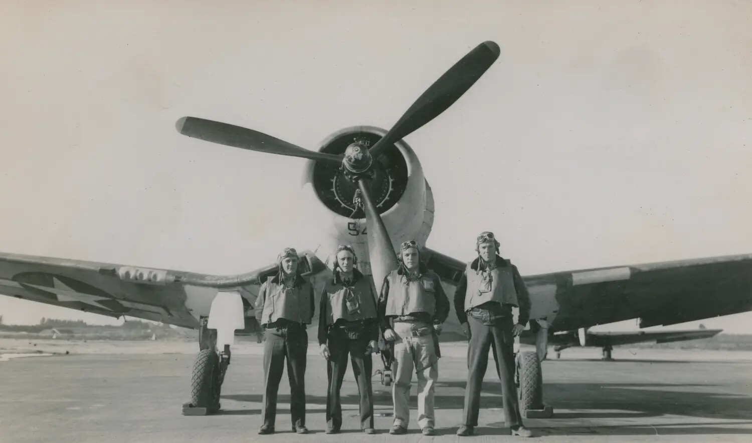 Naval Aircrew Posed Before a Radial-Engine Aircraft, WWII (McAleer Collection)