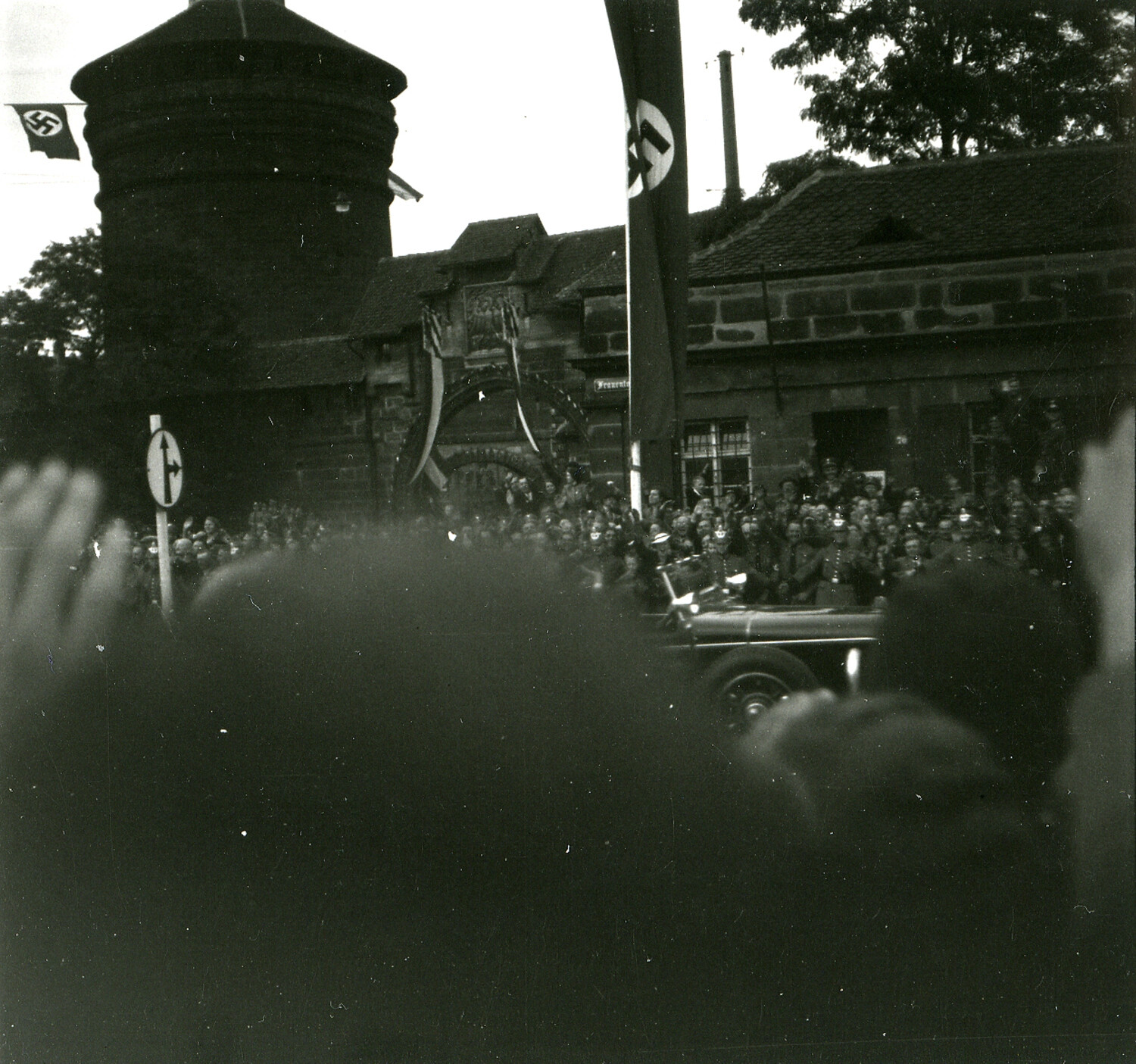 Nazi Party Procession Passing Through the Frauentor, Nuremberg, Germany, WWII Era