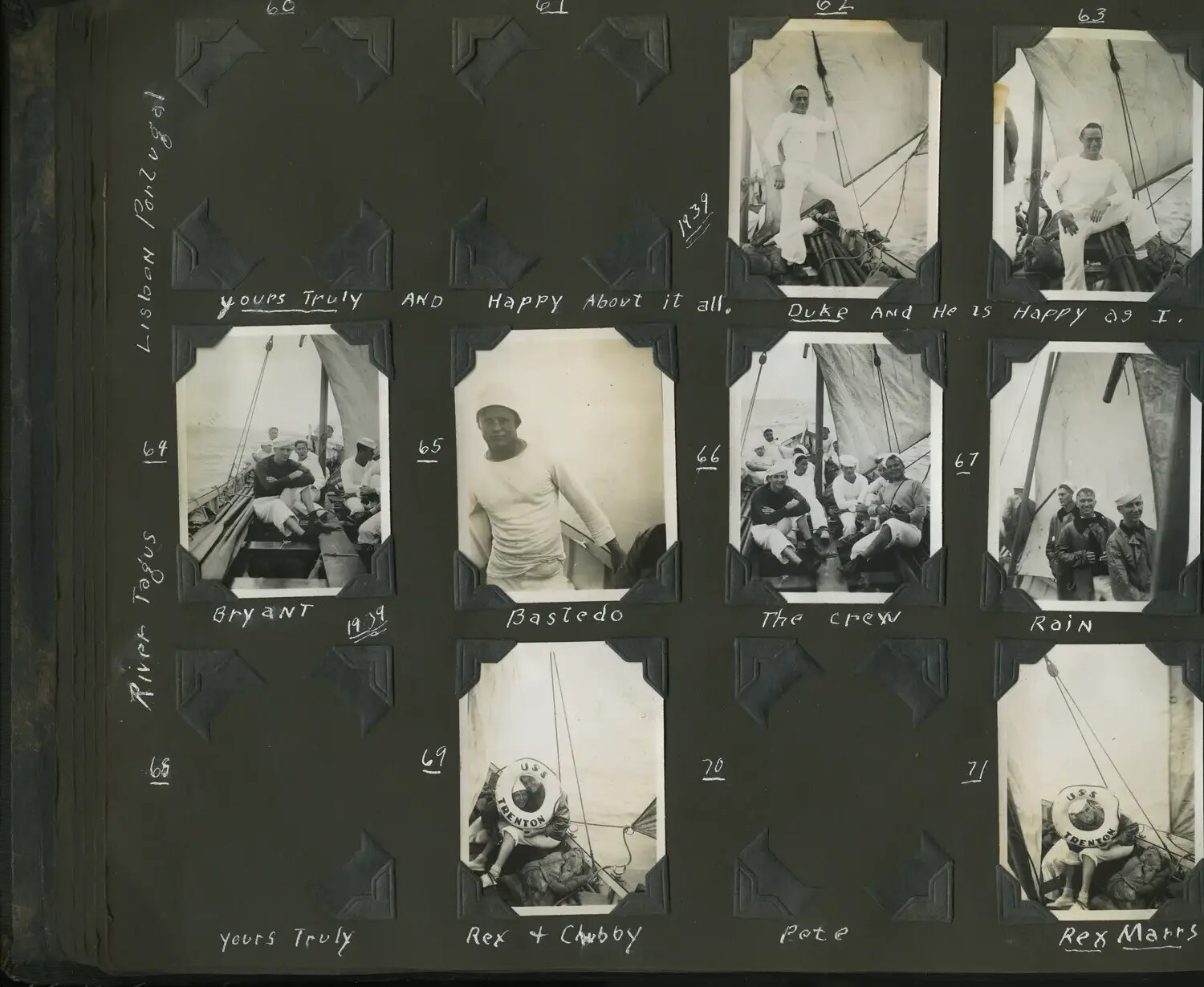 Album Page: USS Trenton Crew on the River Tagus, Lisbon, Portugal, Photos 60-71 (1939)