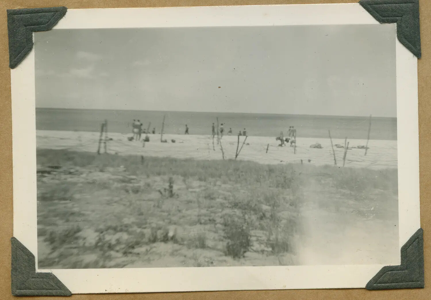 Dune Landscape and Distant Beachgoers, Oahu, Hawaii, WWII Era