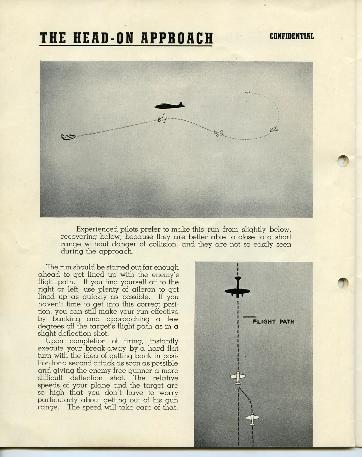 "The Head-On Approach" - WWII USAAF Confidential Fighter Tactics Training Manual Page, China-Burma-India Theater Archive