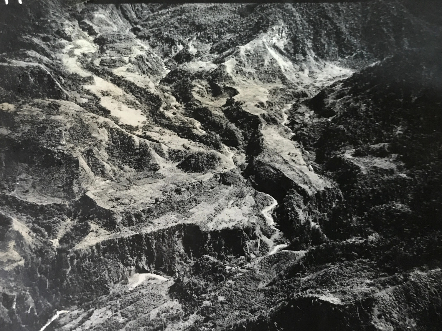 Aerial Photograph of Forested Mountain Ridgelines, New Guinea Interior Highlands