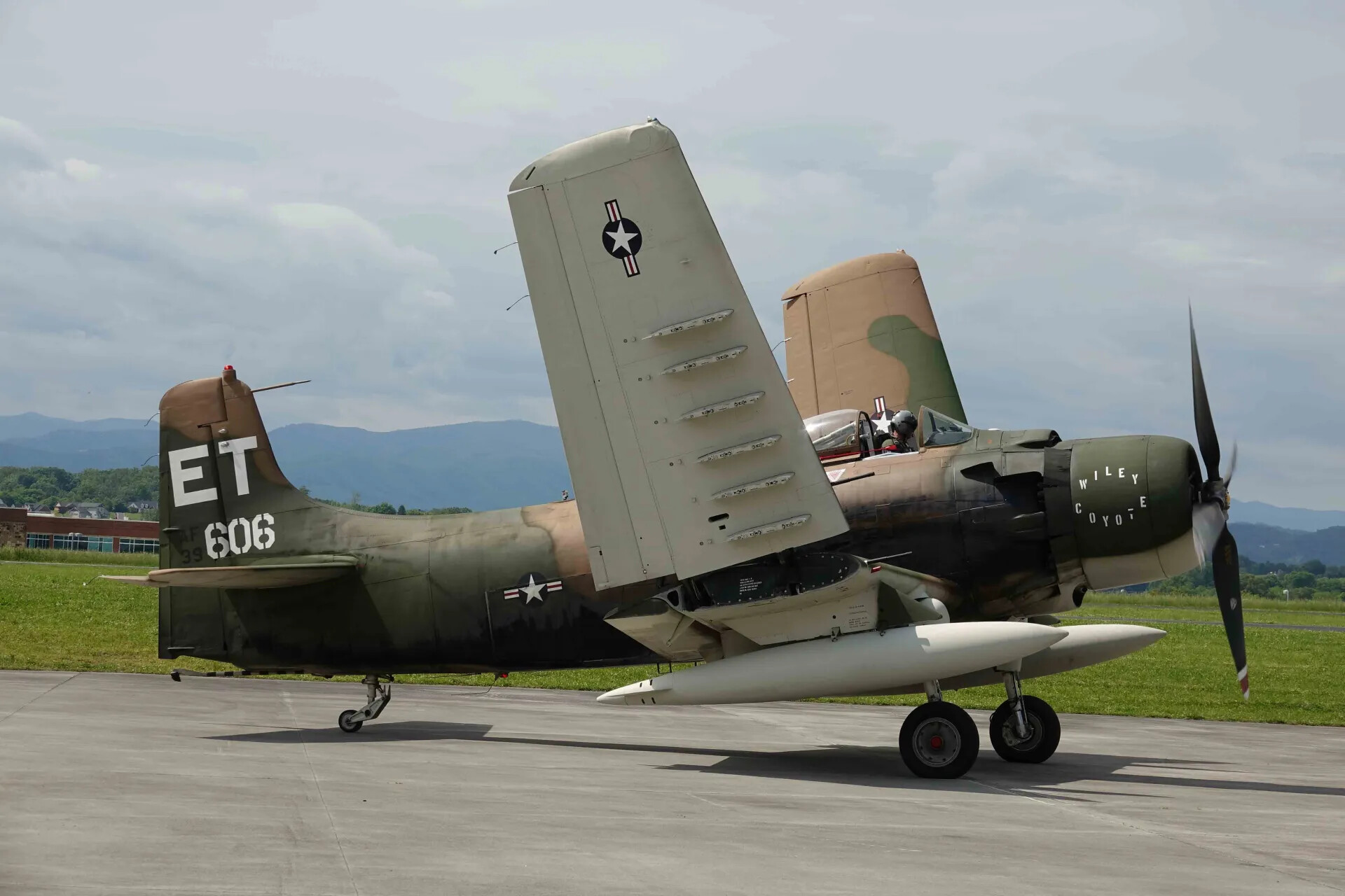 Douglas A-1 Skyraider "Wiley Coyote," Tail Code ET-606, Airport Ramp