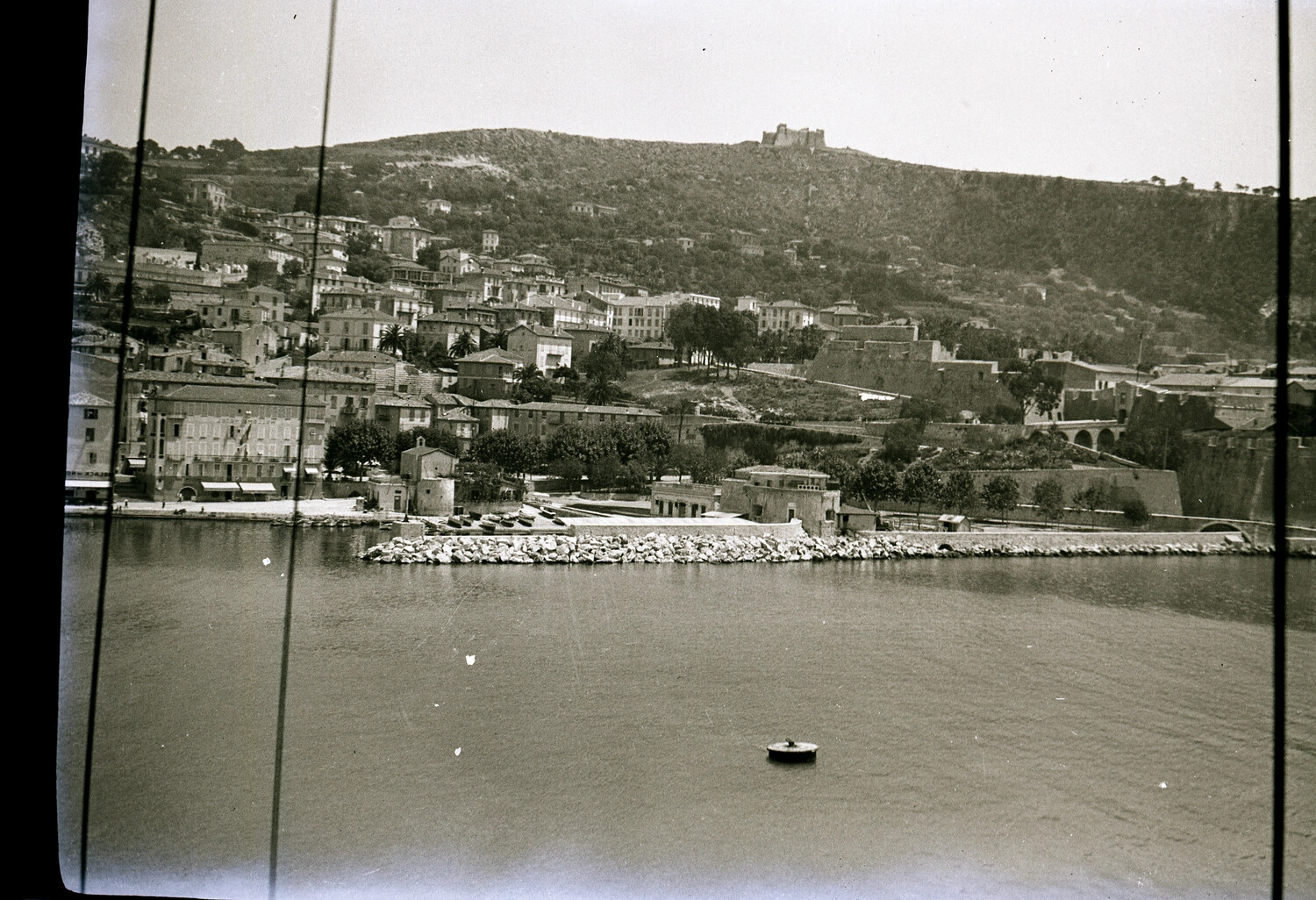 Hillside Mediterranean Port Town, Viewed from Shipboard — U.S. Navy 'China Station' Album, 1930s