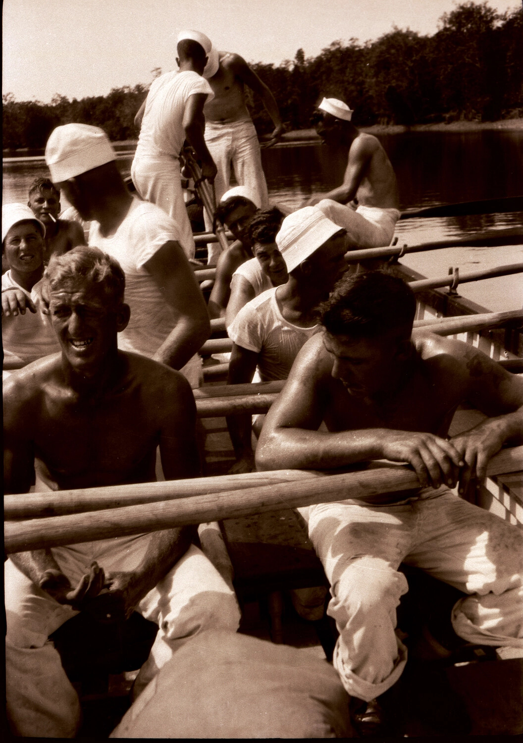 U.S. Navy Sailors Aboard a River Boat, China, 1930s