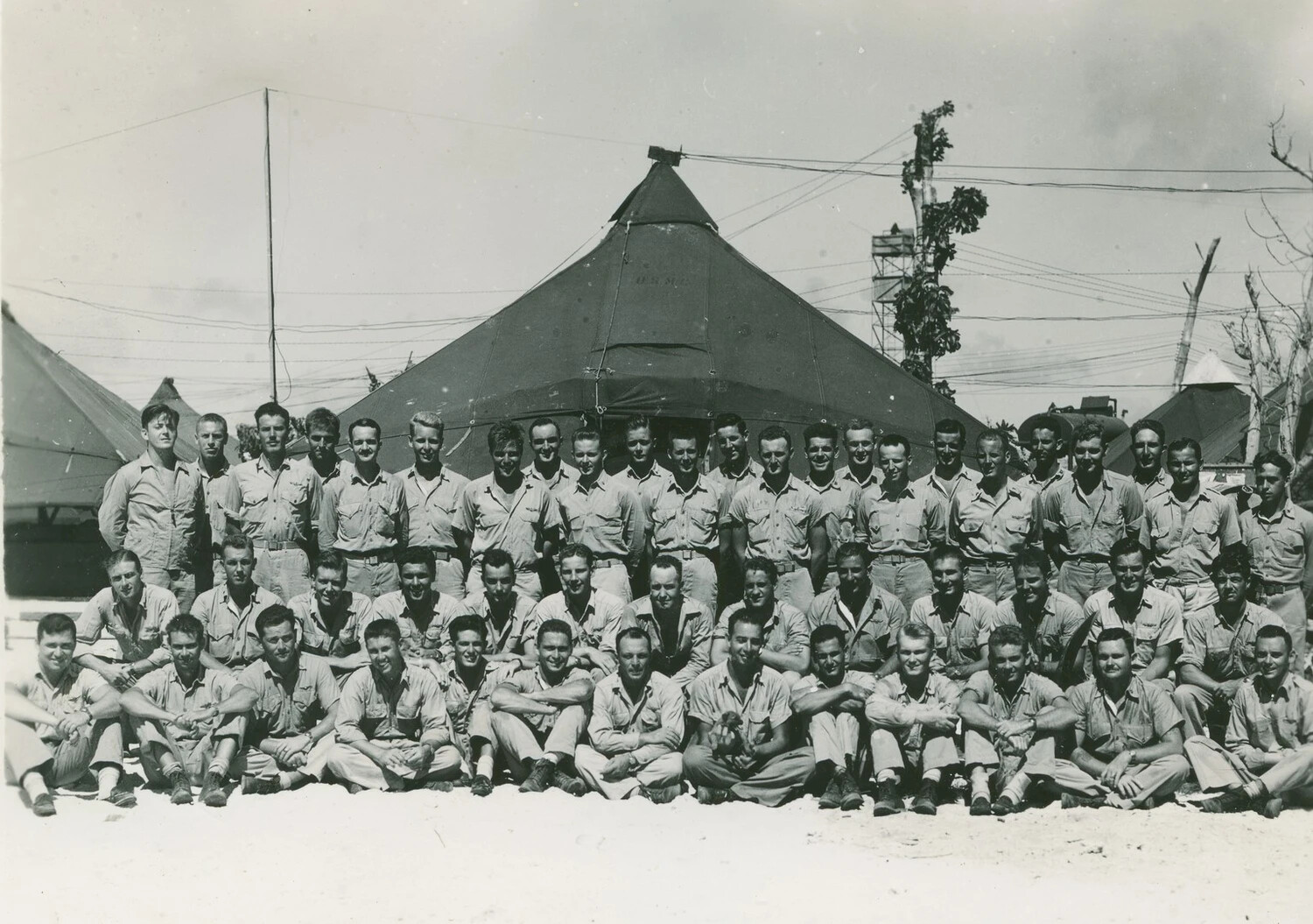 Unit Group Portrait at Pacific Island Base Camp, WWII