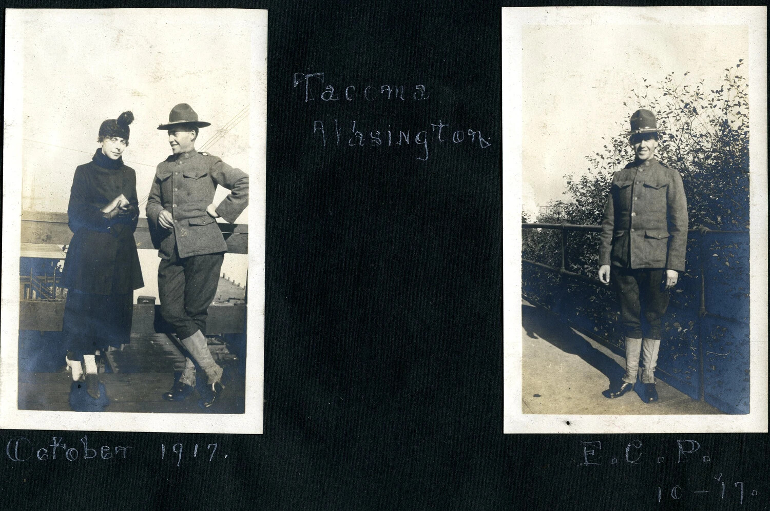 Album Page: Soldier and Companion in Tacoma, Washington, October 1917