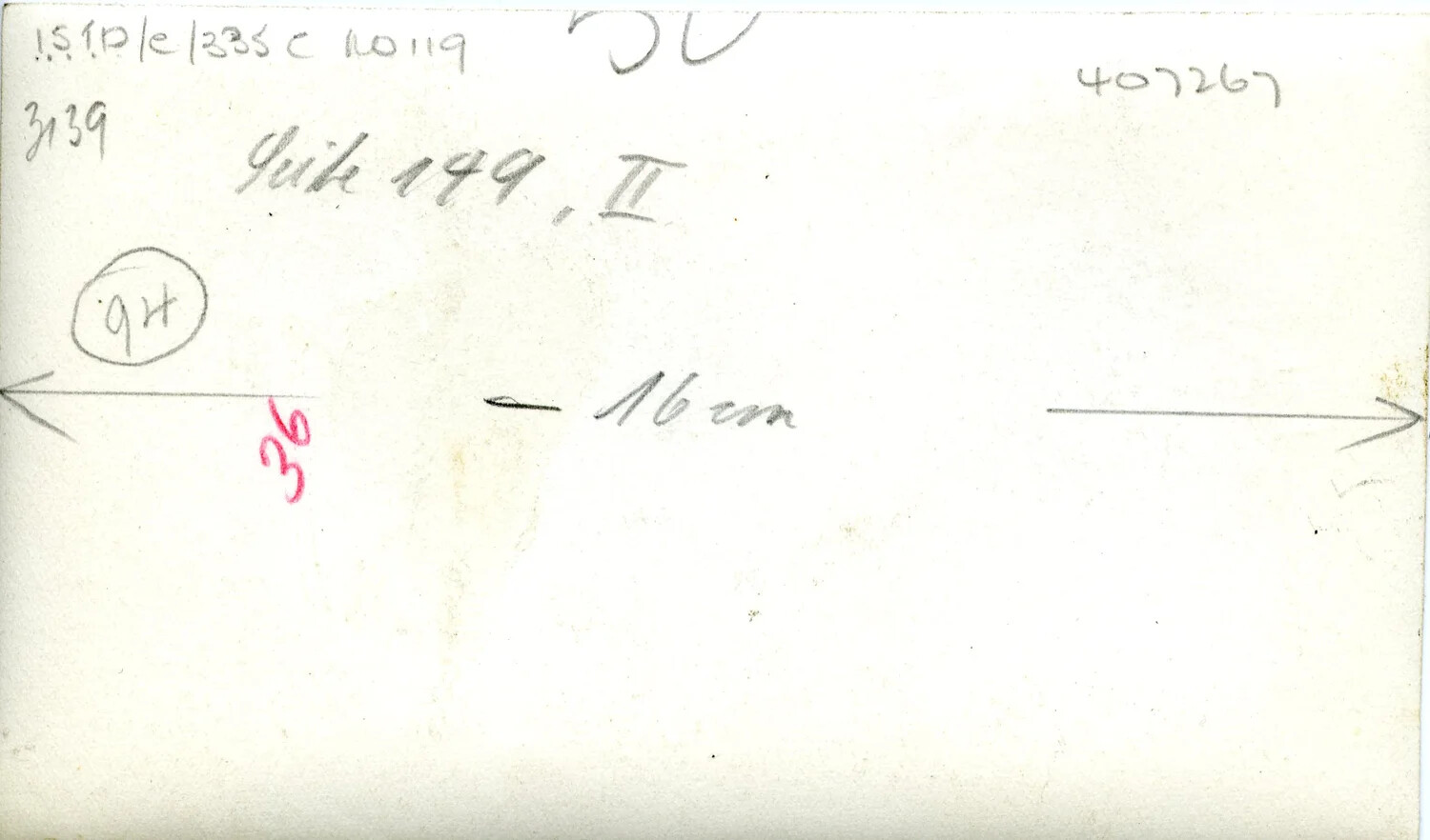Verso (Reverse Side) of Archival Photograph with Cataloging and Measurement Annotations
