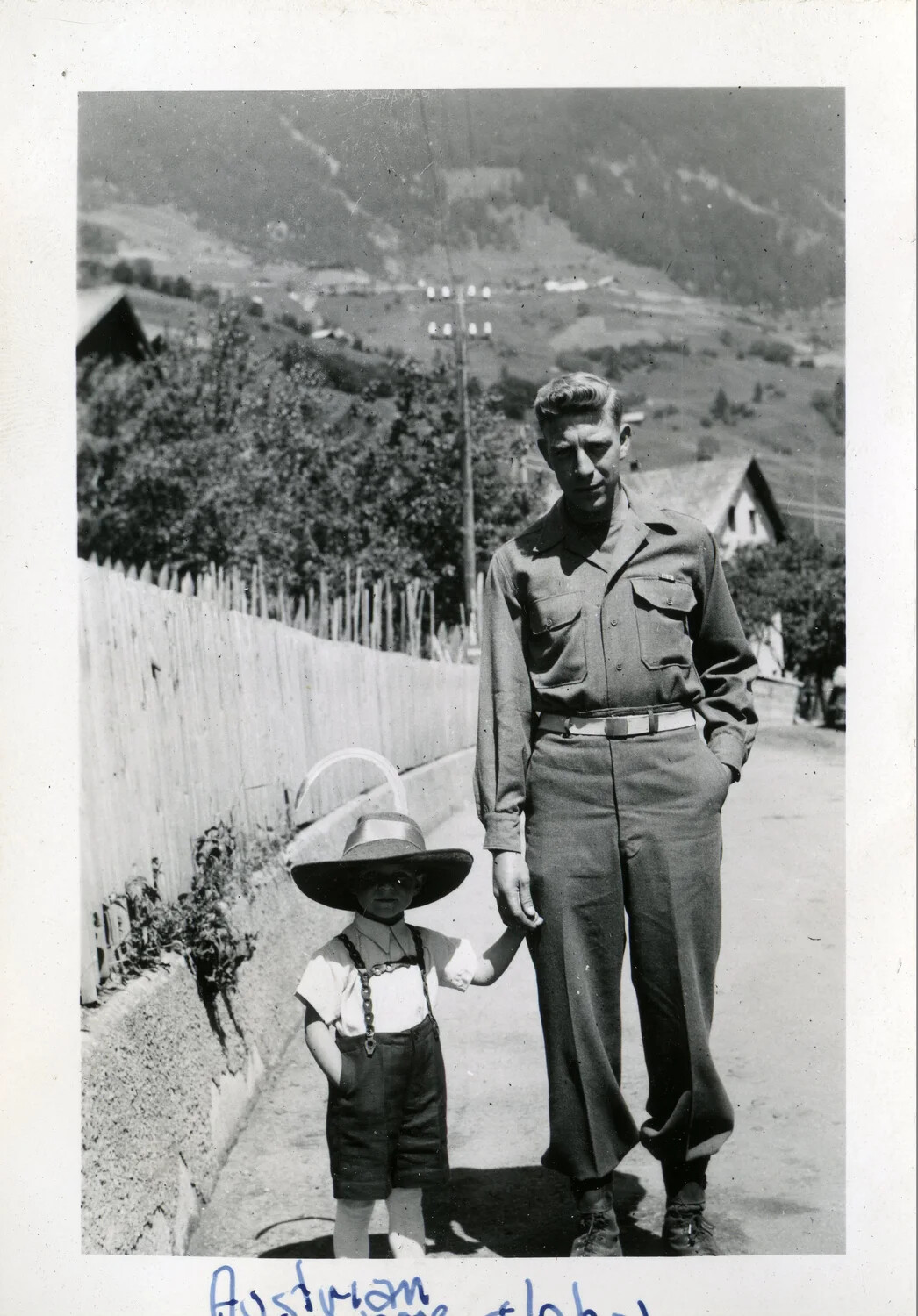 U.S. Soldier with Austrian Child, 44th Infantry Division Occupation Period, Austria, 1945