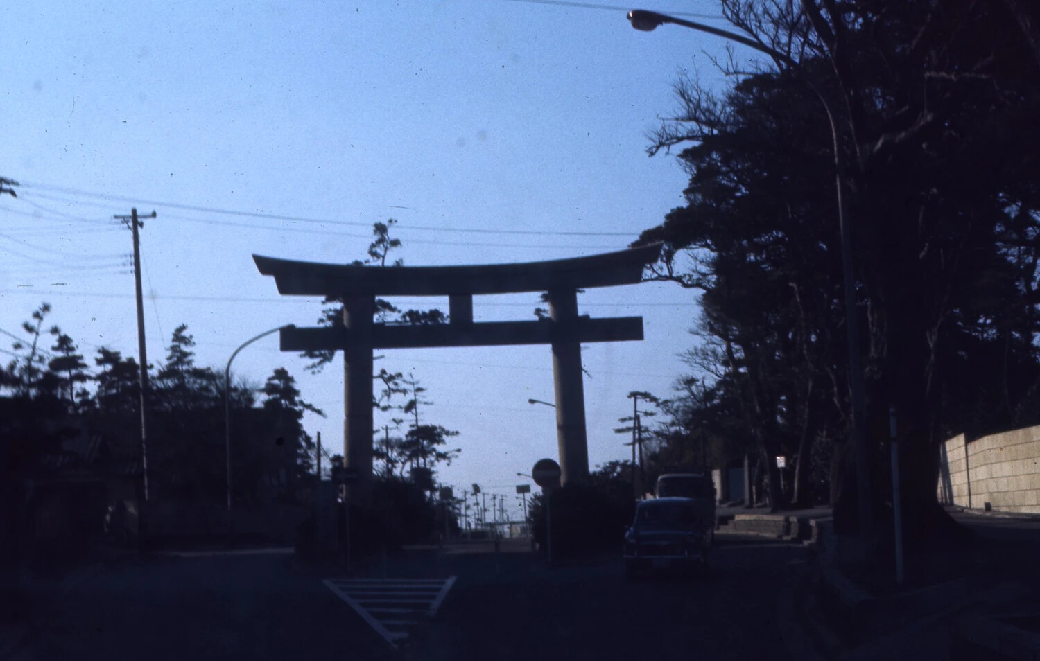 Stone Torii Gate Over Street, Japan, Vietnam War Era