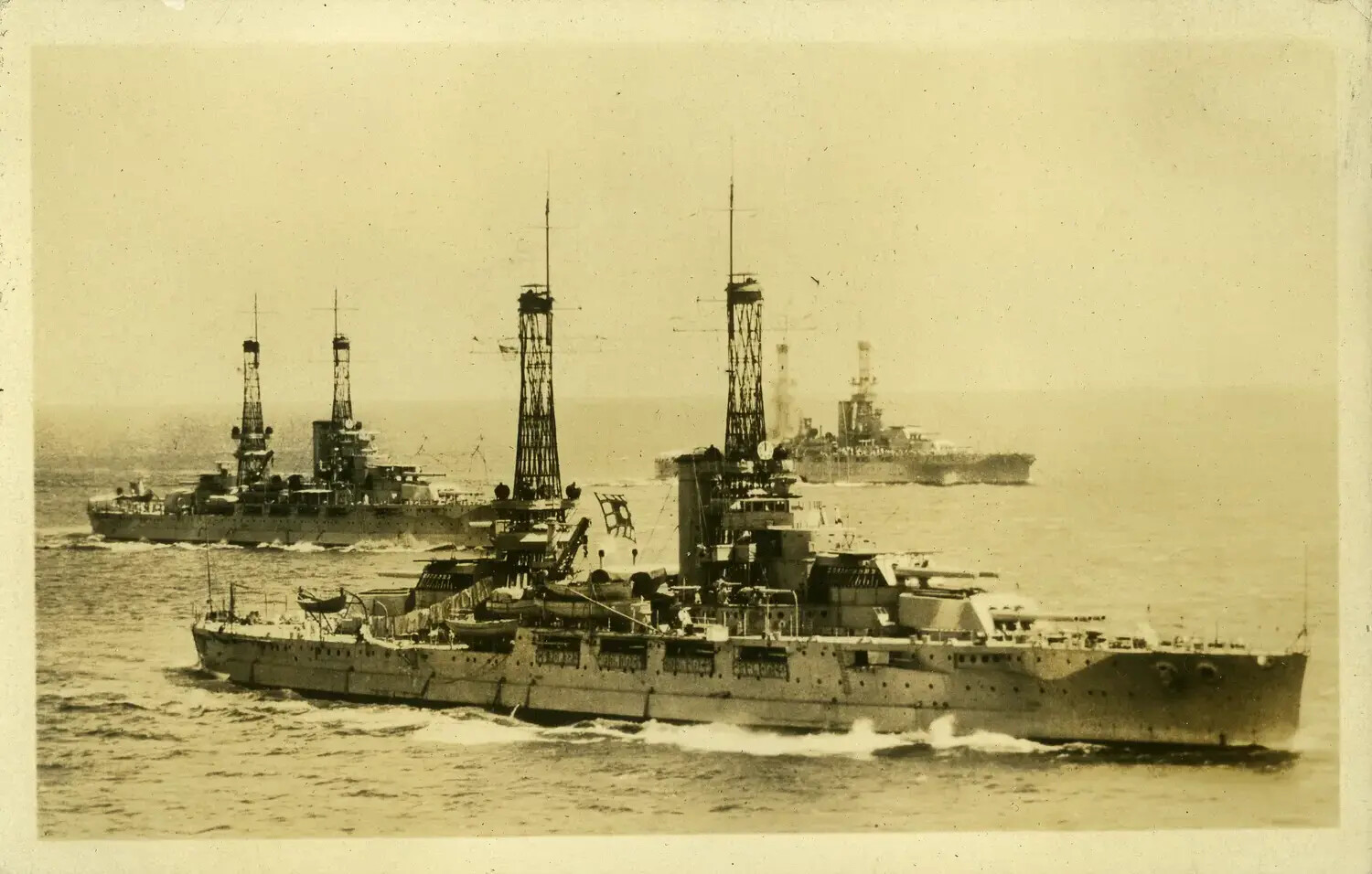 U.S. Navy Battleship Column in Formation at Sea, 1930s (USS Maryland Photo Album)