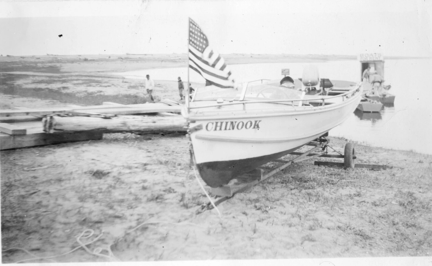 Motorboat 'Chinook' on Trailer at Waterfront, Presidio Photo Album