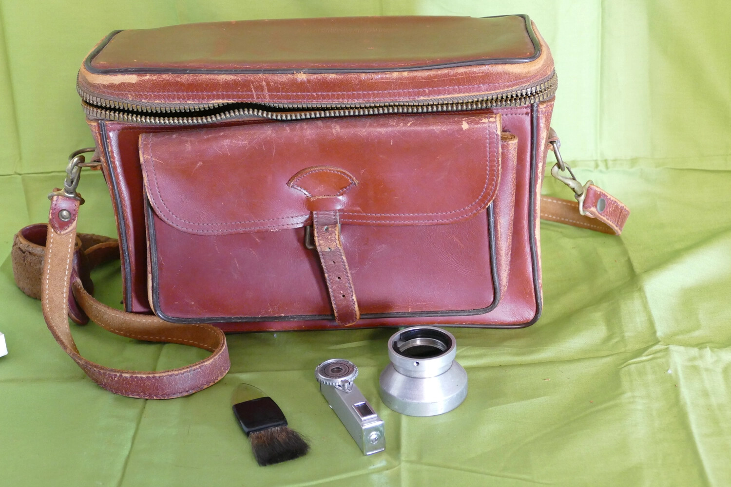 Vintage Leather Camera Case and Accessories, Lt. Bancroft Korean War Collection