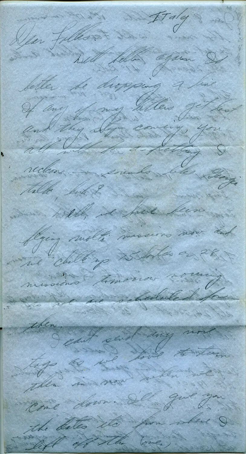 Handwritten Letter Home from a B-24 Crewman in Italy, 1944