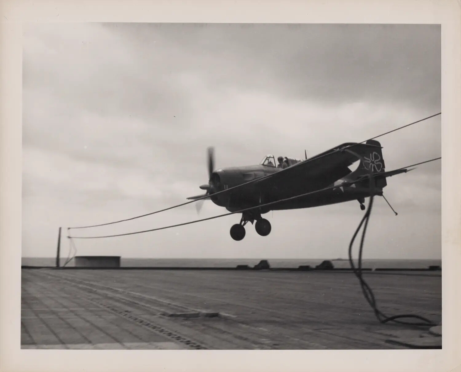 Grumman FM-2 Wildcat Catching the Wire, Escort Carrier Flight Deck, WWII