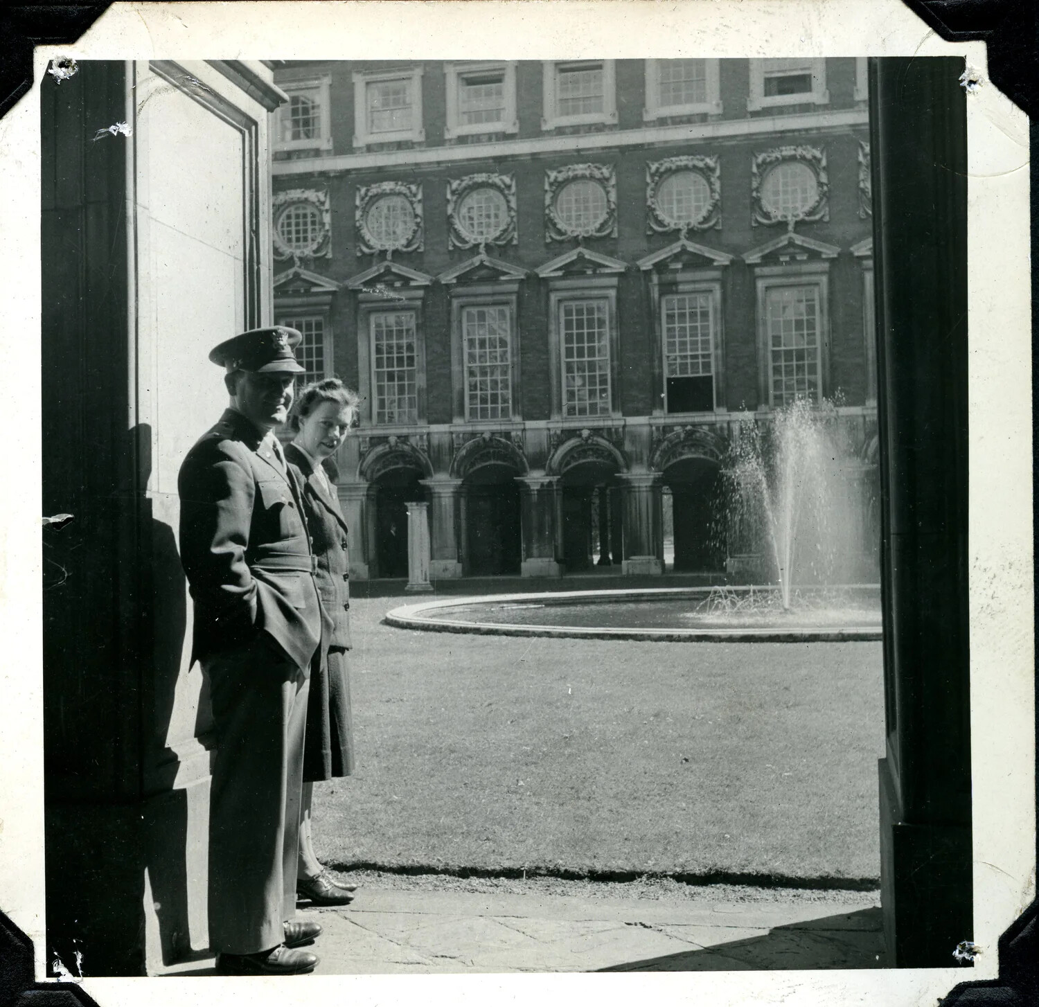 U.S. Army Officer and Companion at Hampton Court Palace, Jervey Signal Corps Album