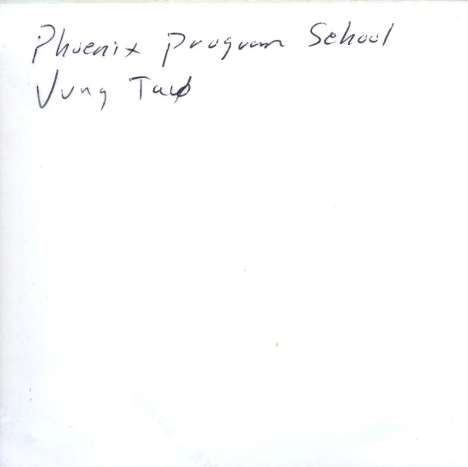 Handwritten Caption Card: 'Phoenix Program School, Vung Tau' — Vietnam Photo Album, 1971