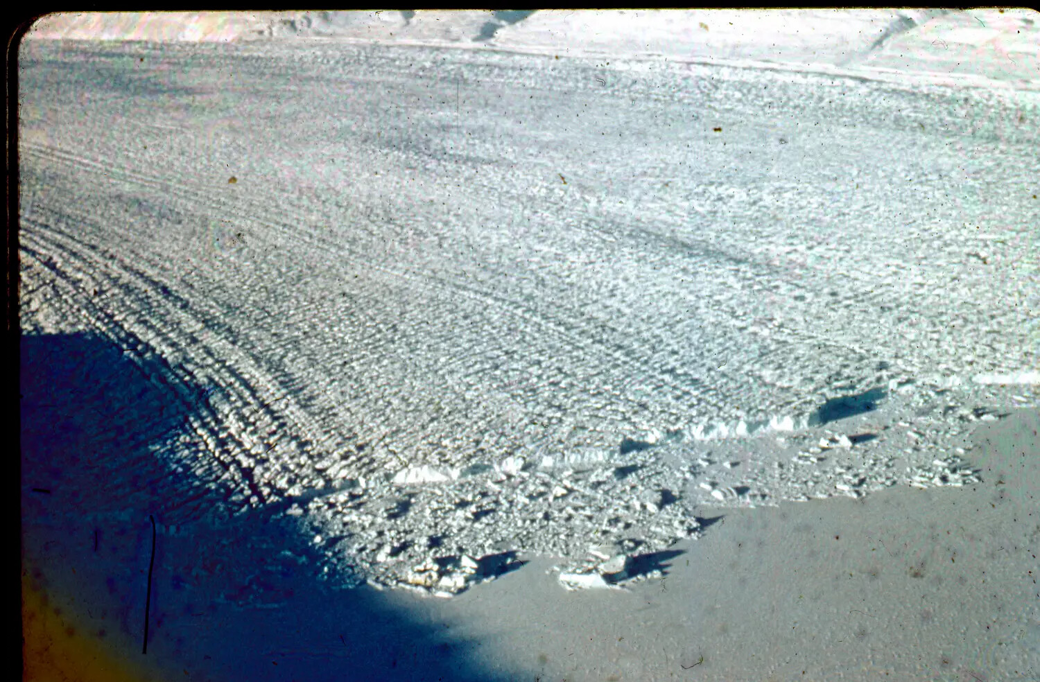 Aerial View of Greenland Ice Cap and Crevasse Field, Thule AFB Era