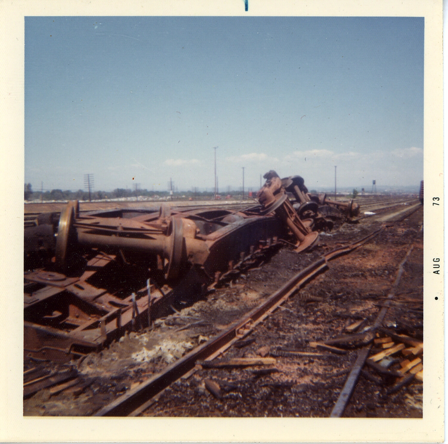 Wreckage at Southern Pacific Roseville Yard After Ordnance Train Explosion, August 1973