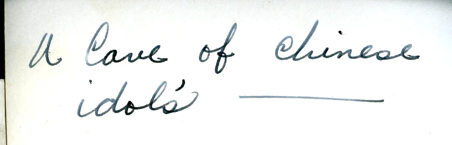 Handwritten Album Caption: "A Cave of Chinese Idols" — China-Burma Theater Archive