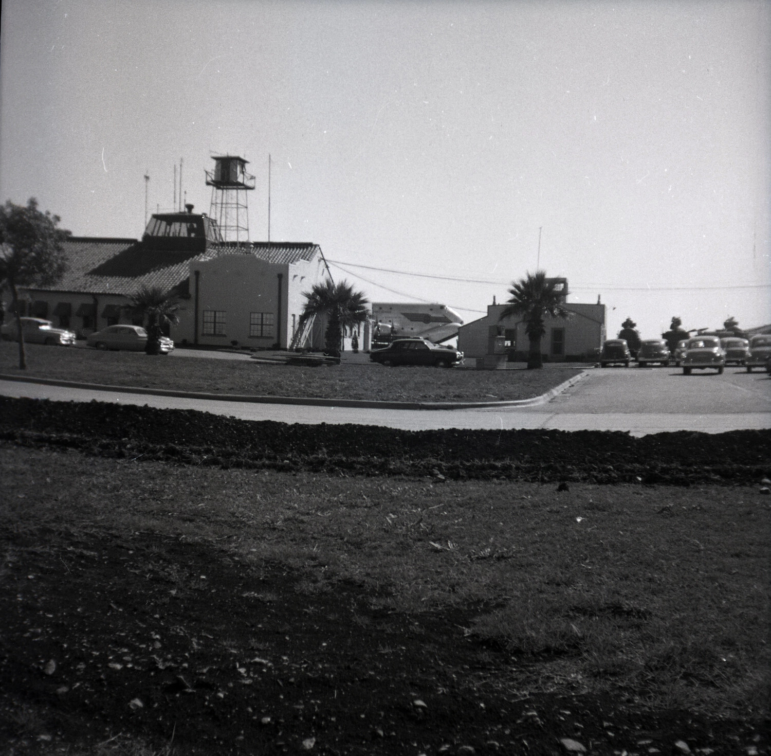 Base Operations Building with Watchtower, USAF Installation, 1950s