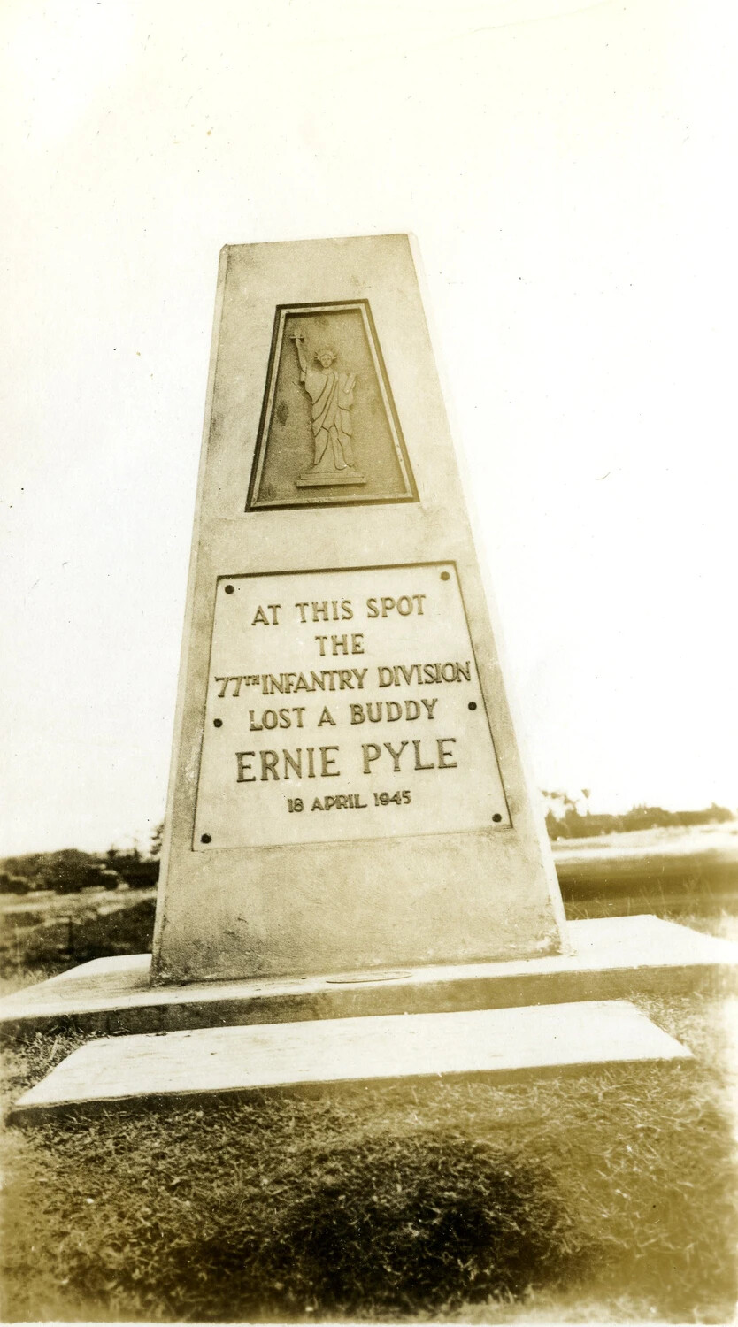 Ernie Pyle Memorial Monument, Ie Shima, 1945
