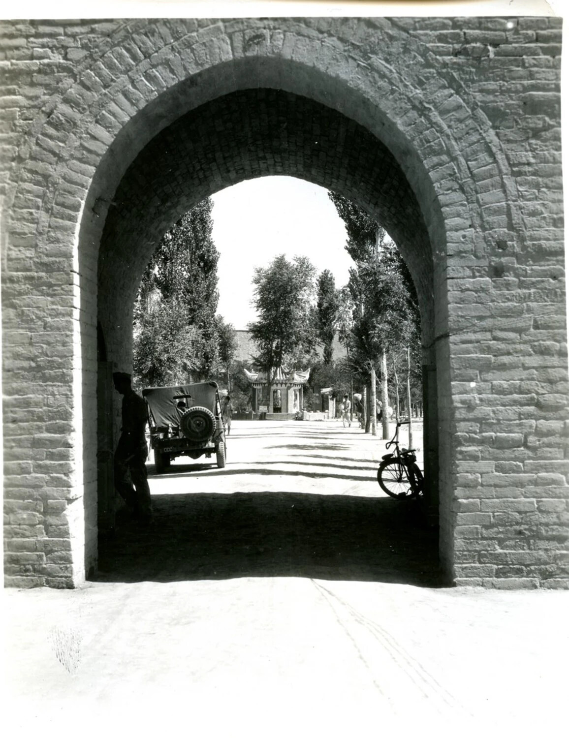 U.S. Army Jeep at an Ancient City Gate, China-Burma-India Theater, WWII