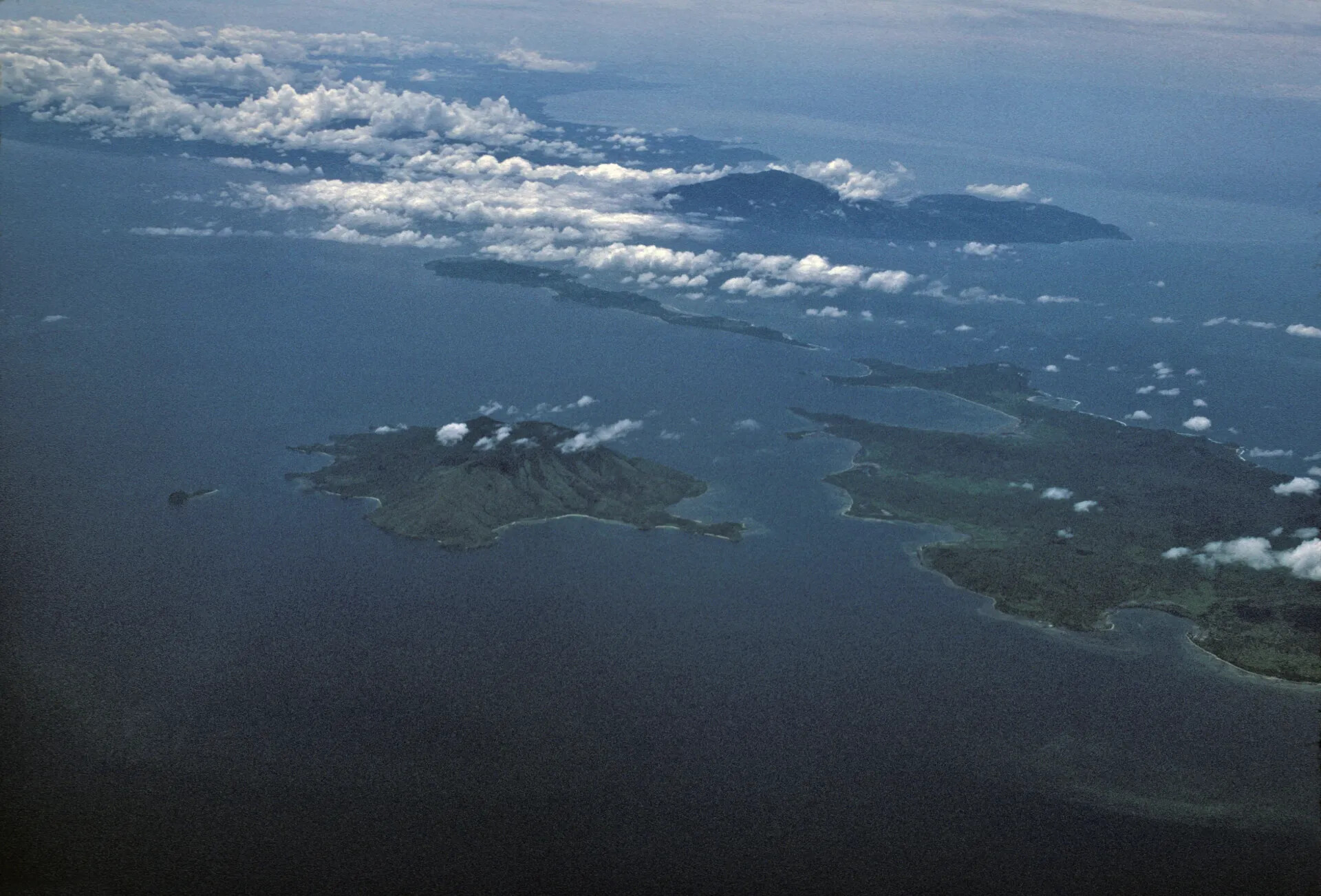 Aerial View of Tropical Coastal Islands, Southeast Asia/Pacific Theater, 1969