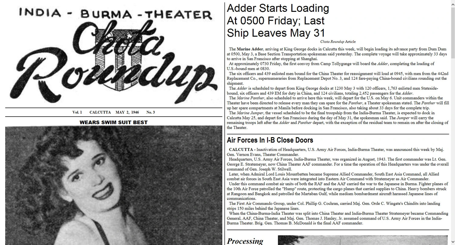 CBI Roundup Newspaper, Masthead and Lead Articles Detail, Calcutta, May 2, 1946