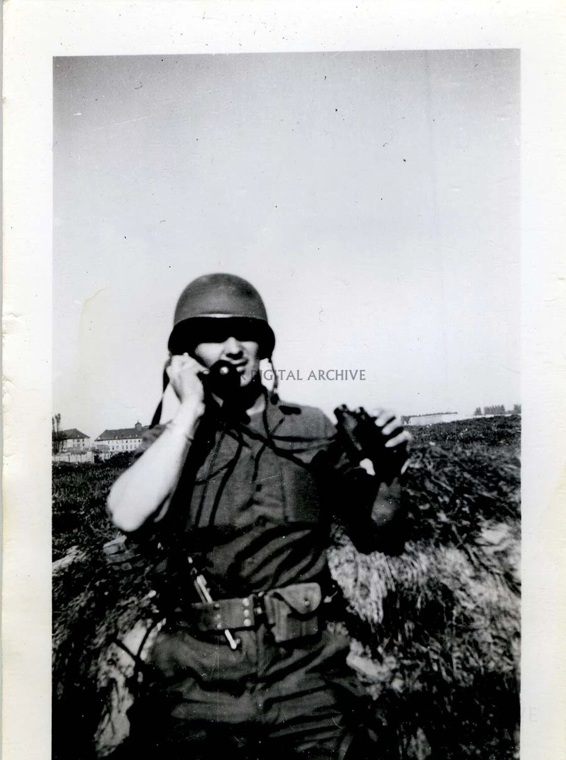 U.S. Paratrooper Communicating by Field Radio, European Theater, WWII