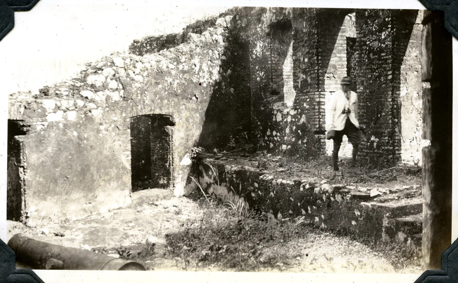 Man Exploring Ruined Fortification, Jervey Signal Corps Album