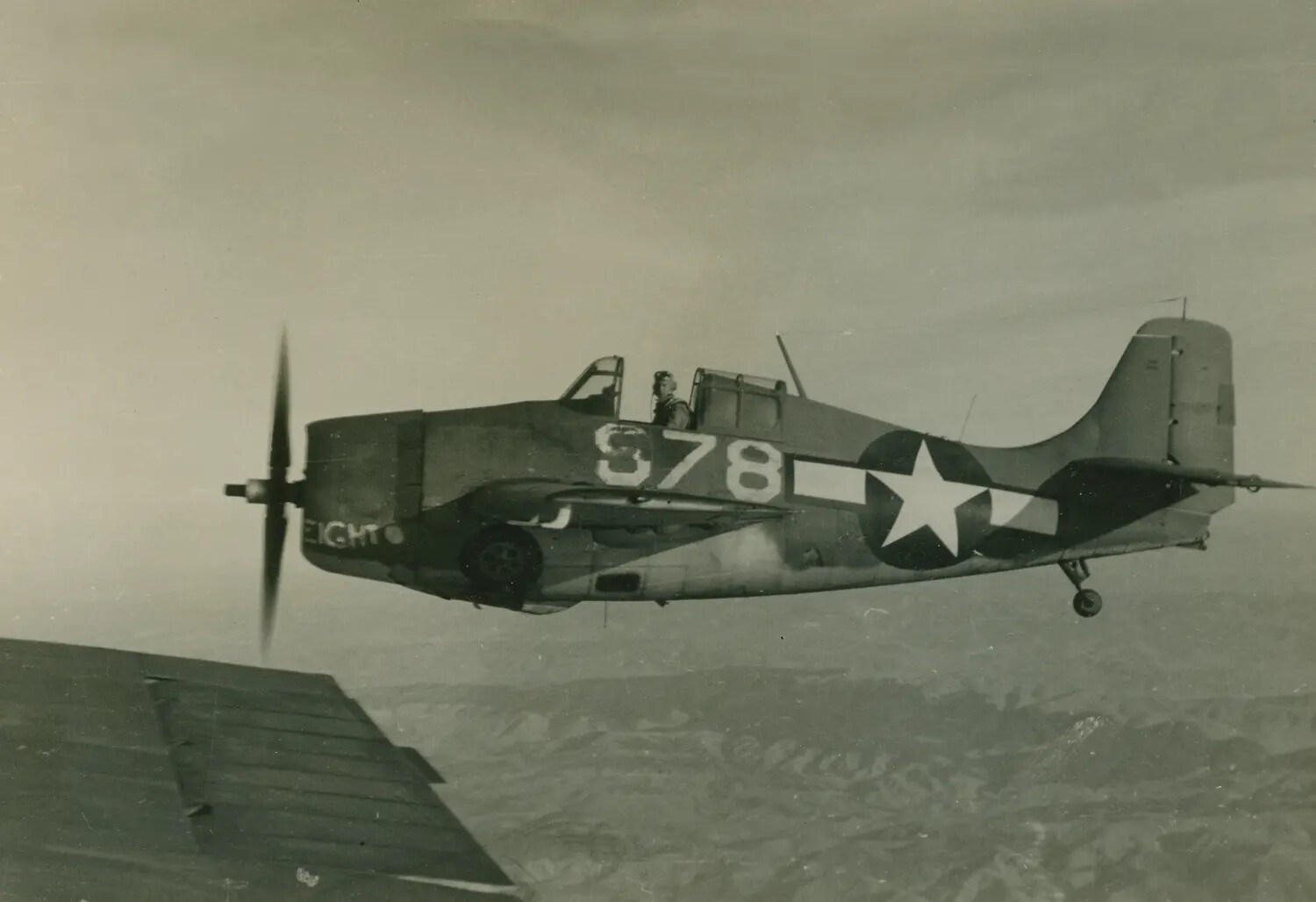 U.S. Navy Carrier Fighter Aircraft 'S78 / EIGHT' in Flight, WWII