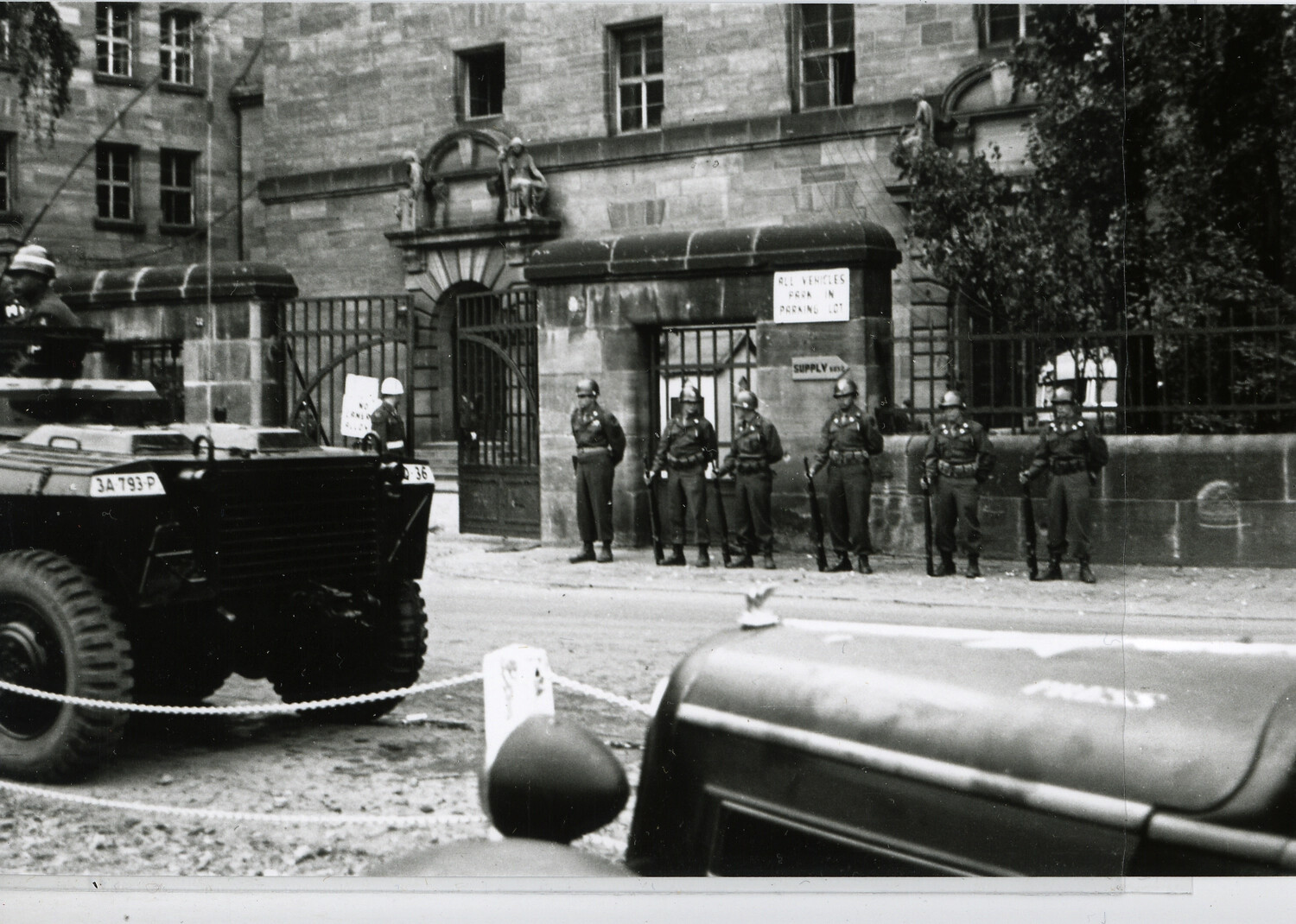U.S. Military Police Guard the Palace of Justice, Nuremberg Trials, Germany, 1945-1946
