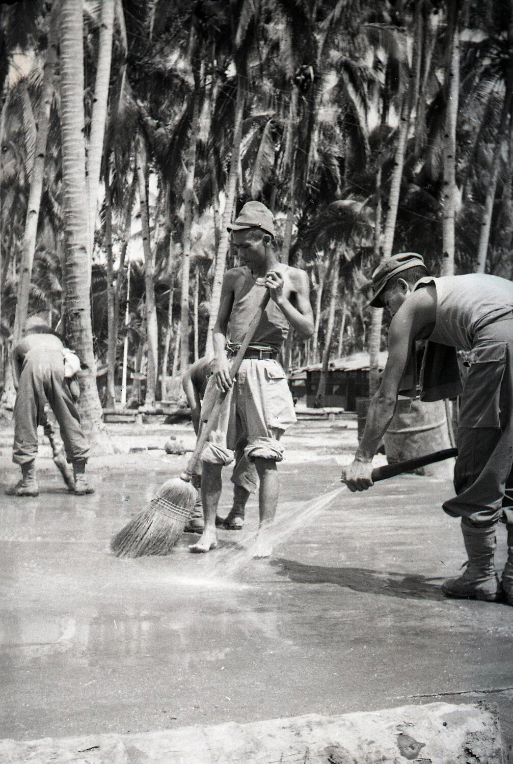 Work Detail Washing Concrete Pad, Luzon, Philippines, WWII