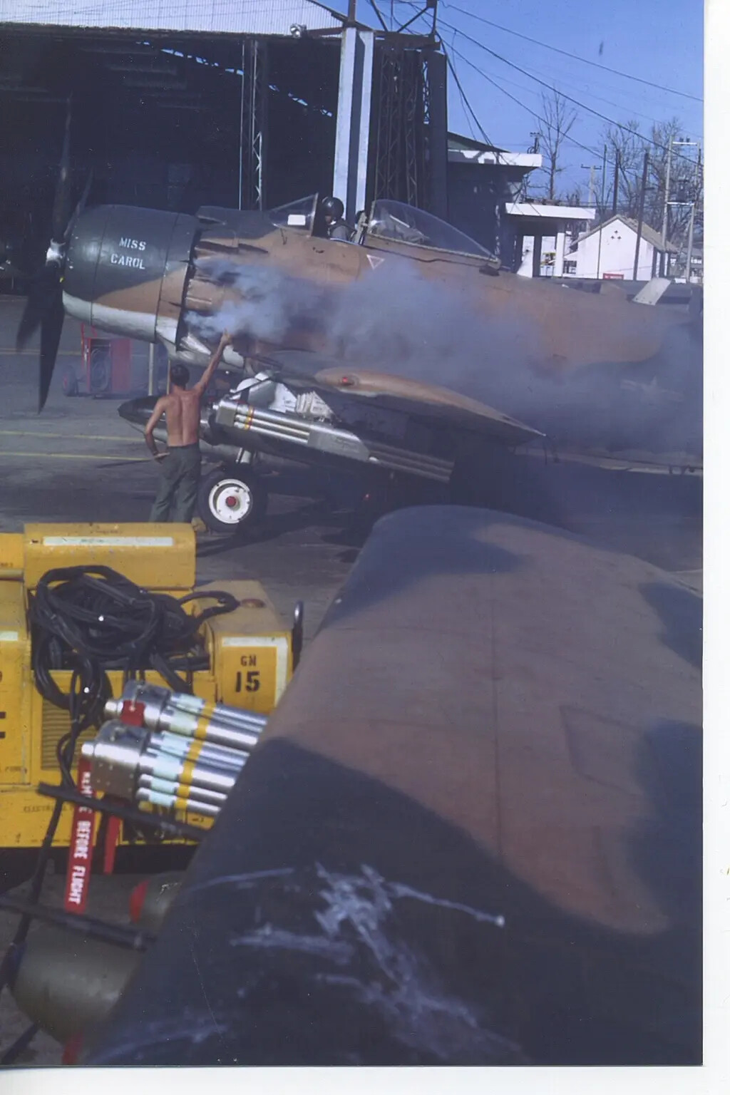 A-1 Skyraider 'Miss Carol' Engine Start with Ground Crew, Air Commando Training Base
