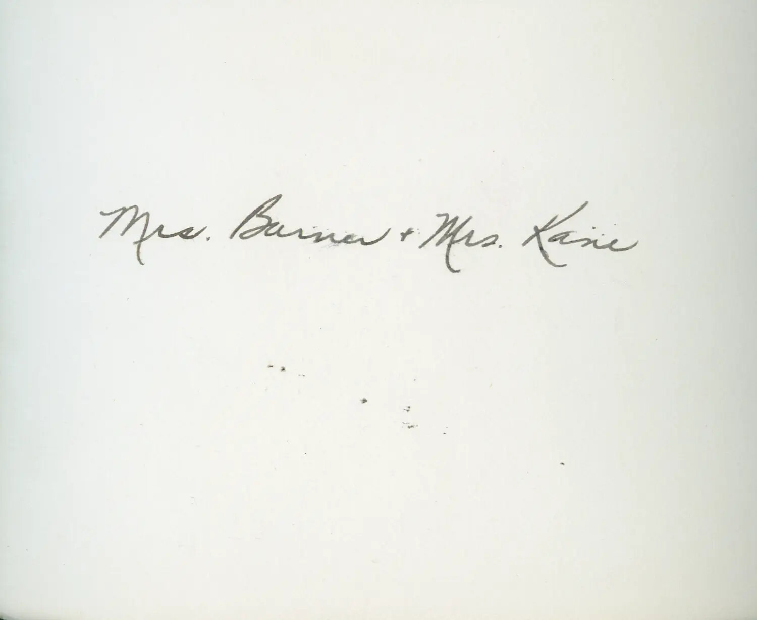 Handwritten Caption Card - 'Mrs. Barner + Mrs. Kane,' USS Petrof Bay (CVE-80) Collection