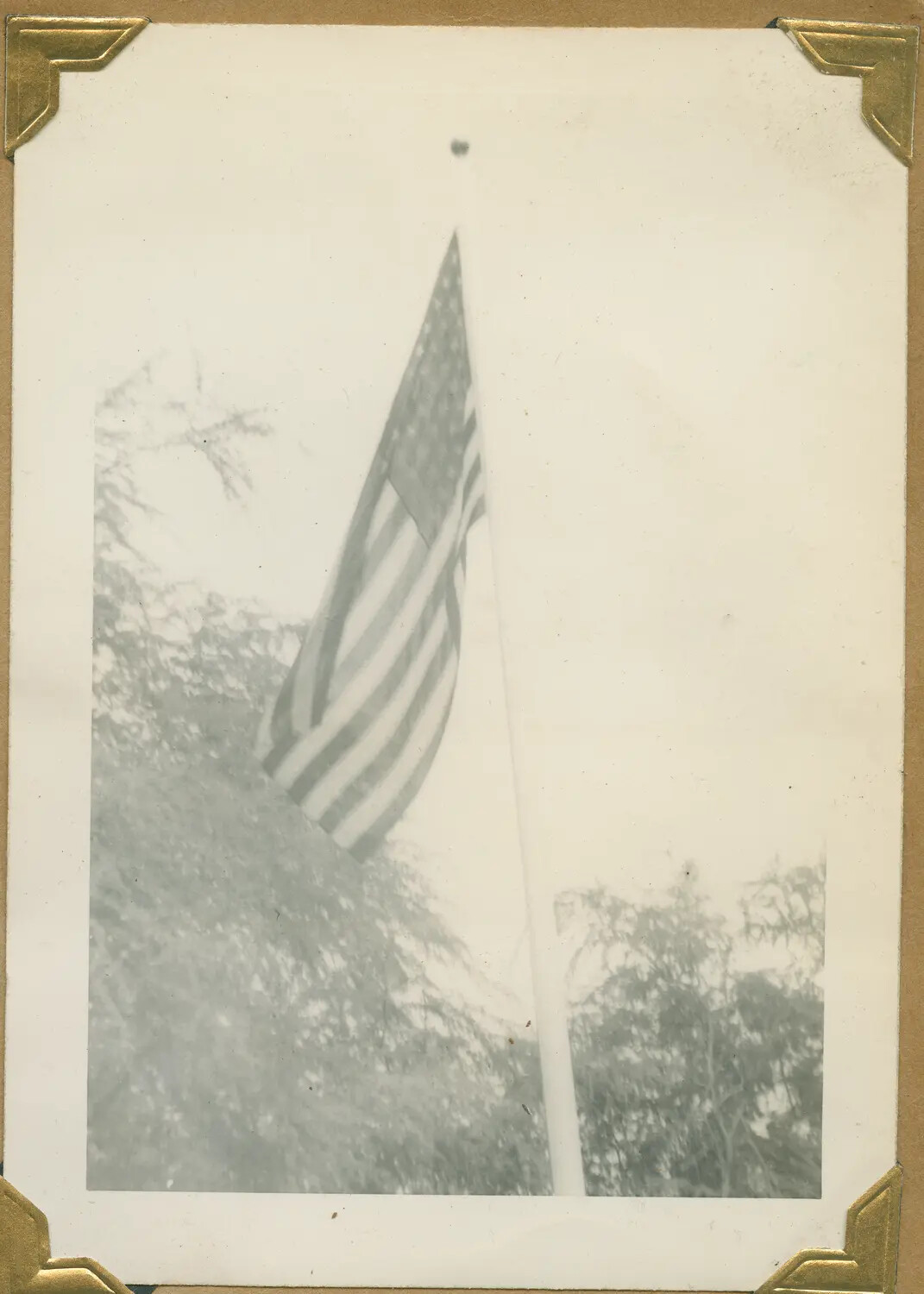 Post Flag Flying Over Army Installation, Hawaii, World War II Era