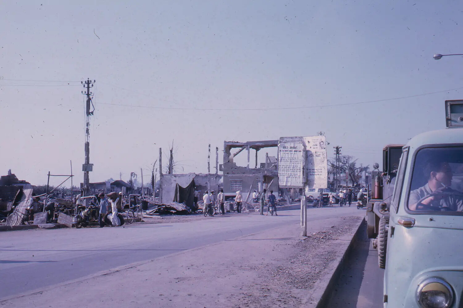 War-Damaged Street Scene in the Aftermath of the 1968 Tet Offensive, South Vietnam