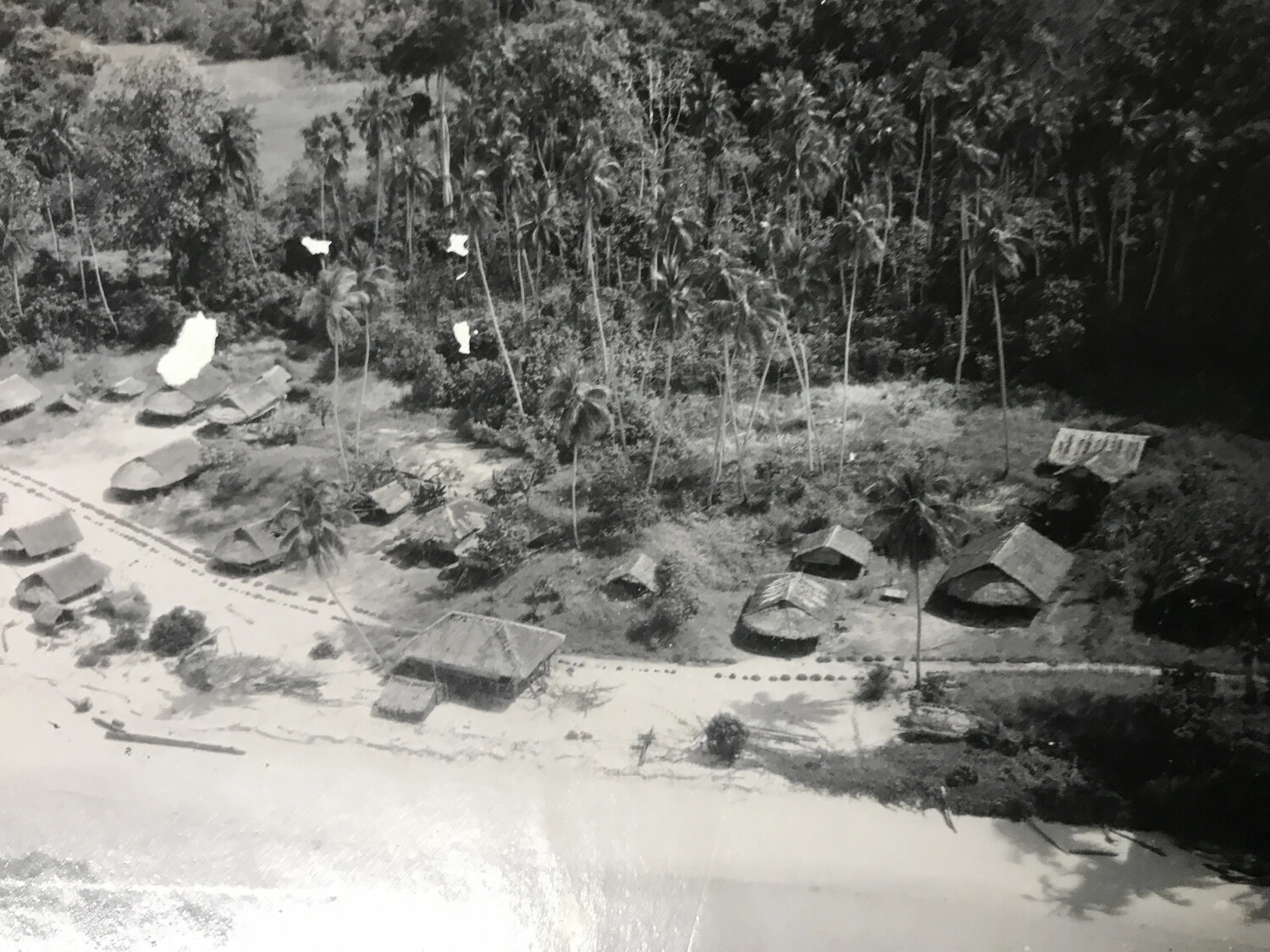 Close Aerial Detail of Native Village Huts, Cape Karawop-Dagua, New Guinea